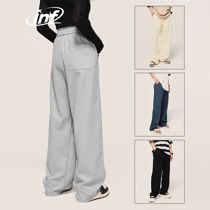 INFLATION Wide Leg Solid Mopping Pants