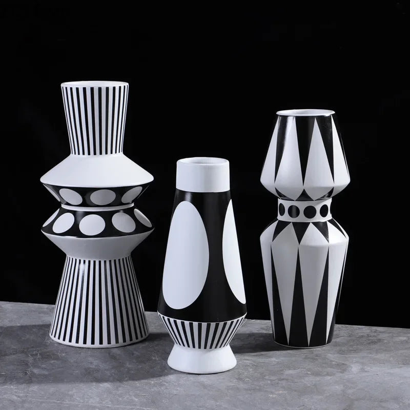 Simple Modern Black White Ceramic Vase