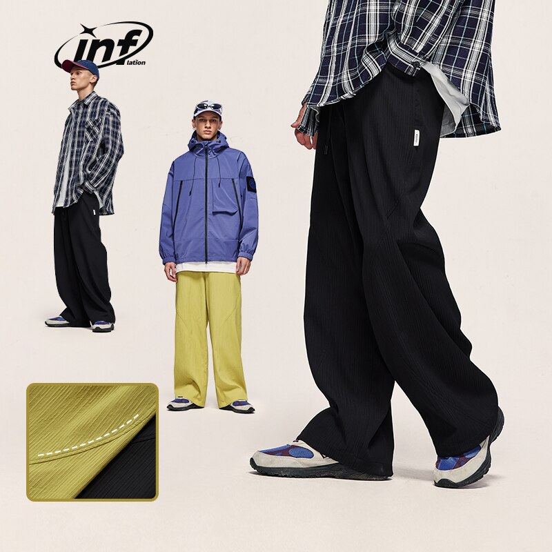 INFLATION Drawstring Waist Casual Straight Leg Pants