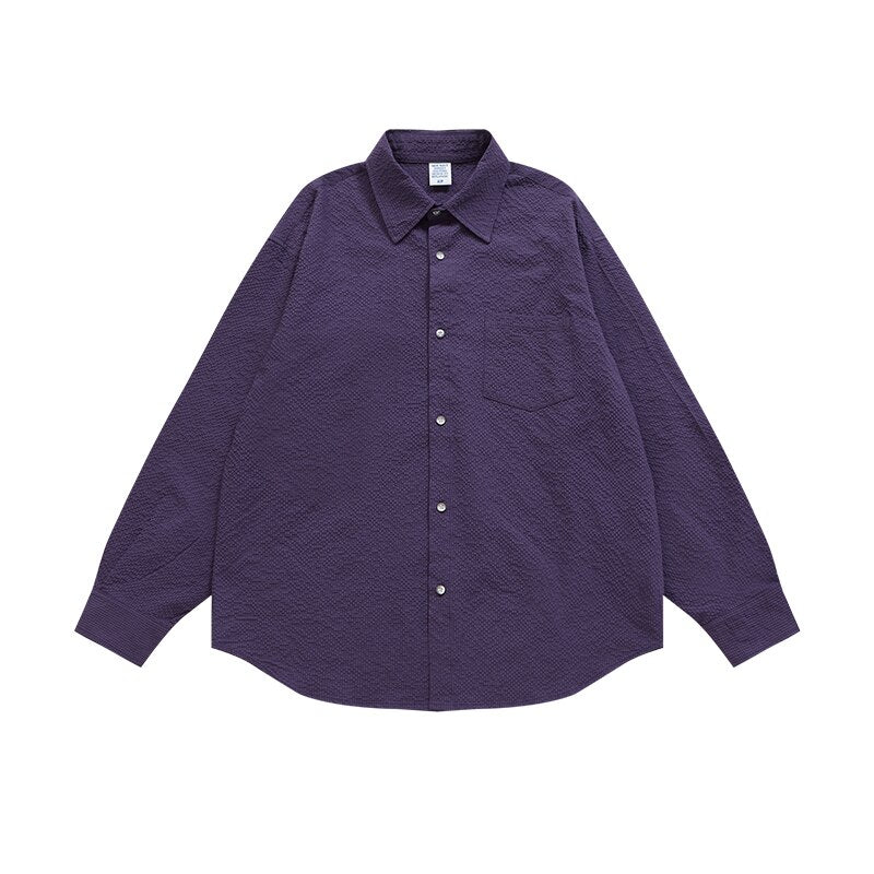 INFLATION Seersucker Textured Oversized Long Sleeved Shirt