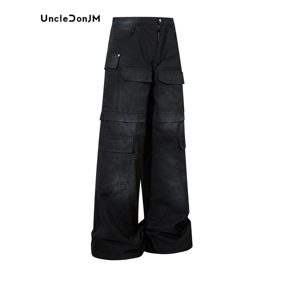 Black Heavy Industry Cargo Wide Leg Jeans