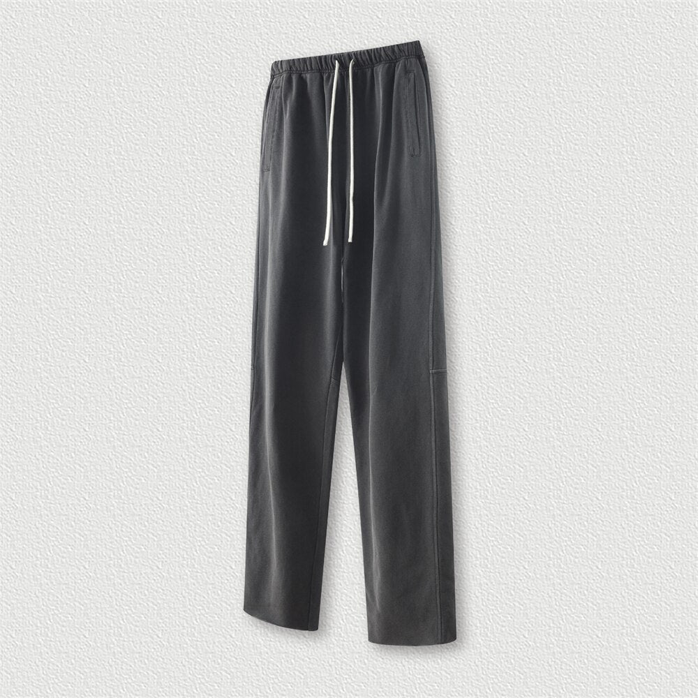 ZODF Retro Cotton Loose Edge Oversized Straight Washed Sweatpant