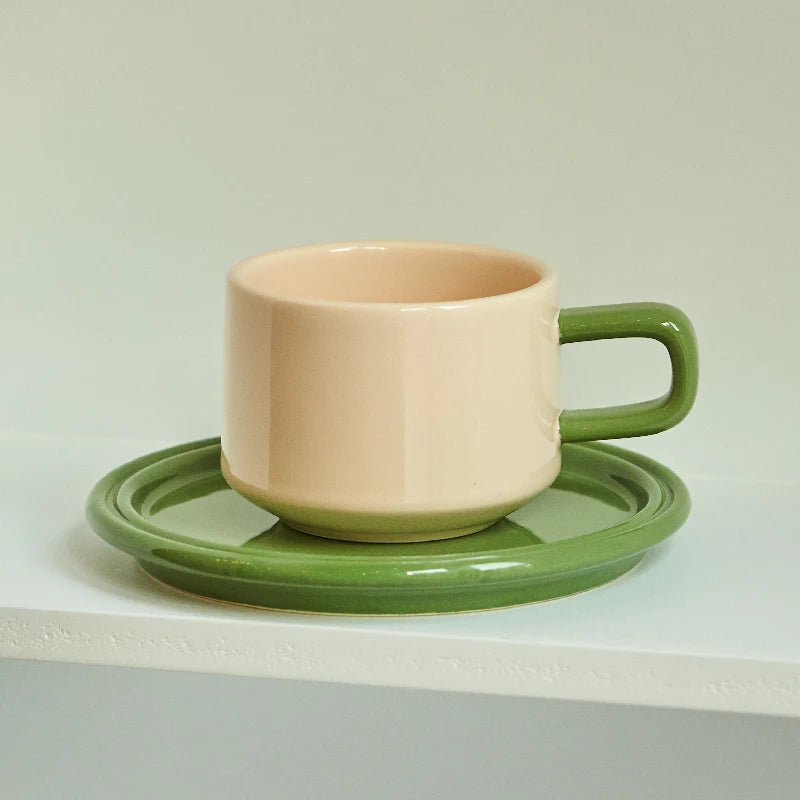 Ceramic Coffee Cup and Saucer Set