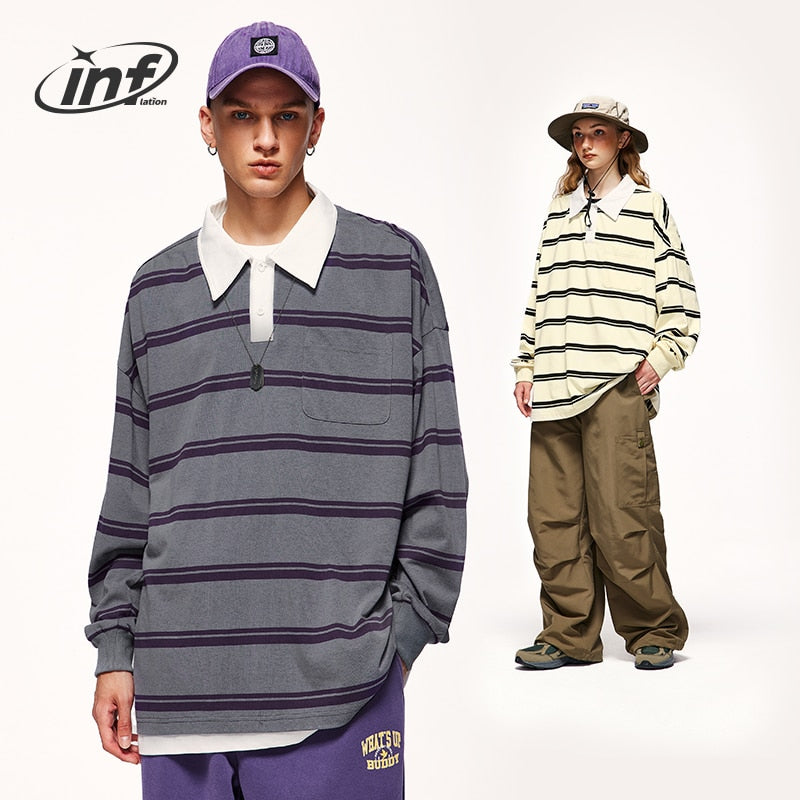 INFLATION Cityboy Striped Oversized Rugby T-Shirt