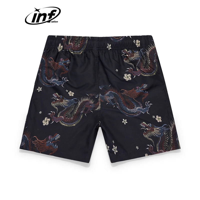 INFLATION Dragon Print Hawaiian Shorts