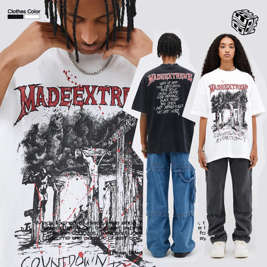 MADEEXTREME Splash Ink Printing Washed T-Shirt