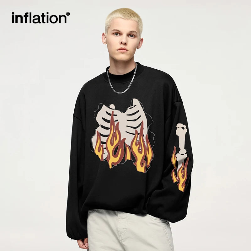 Fire Bone Printed Crewneck Sweatshirt