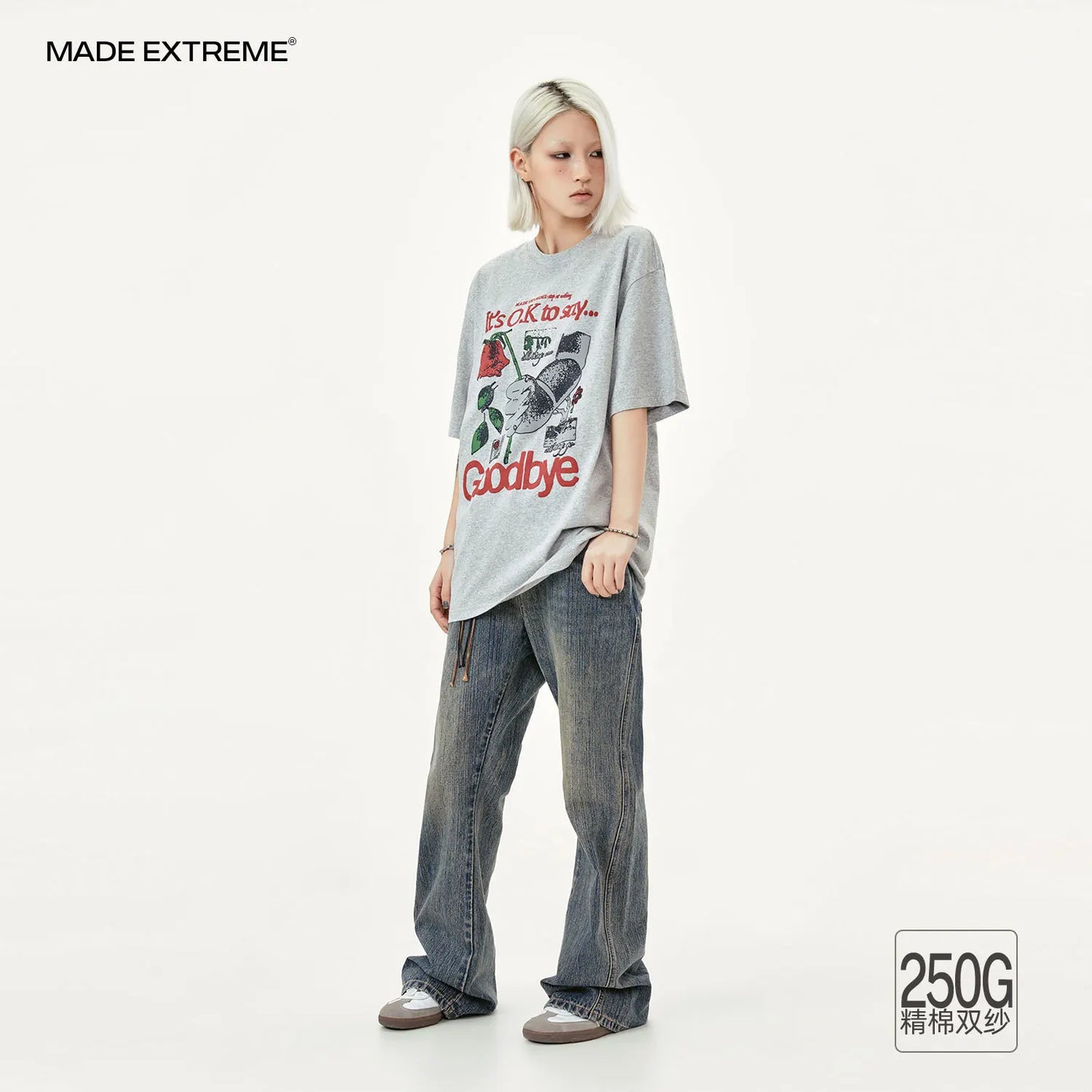 MADEEXTREME It's Ok To Say Goodbye Rose Sleeve T-shirt