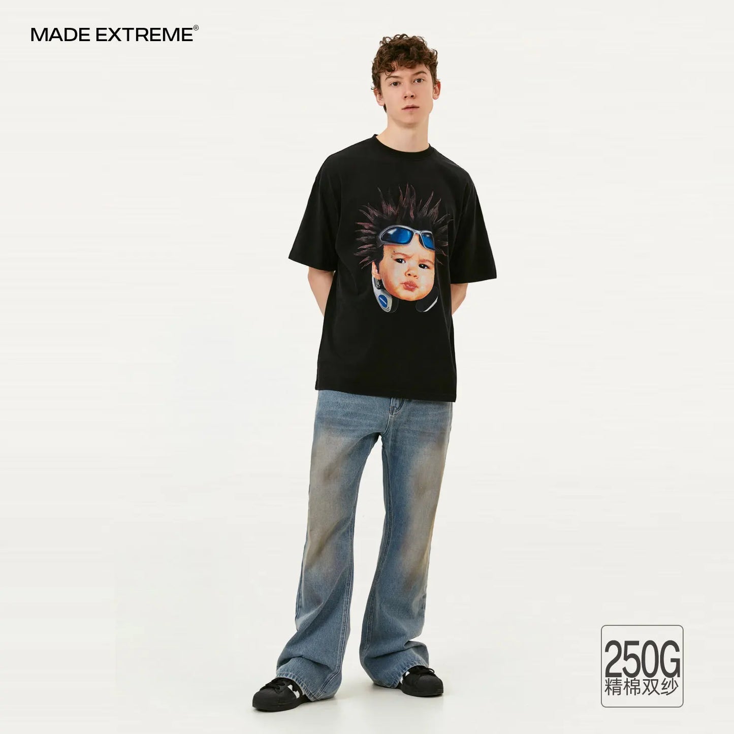 MADEEXTREME Baby Face Portrait Print Graphic T-shirt