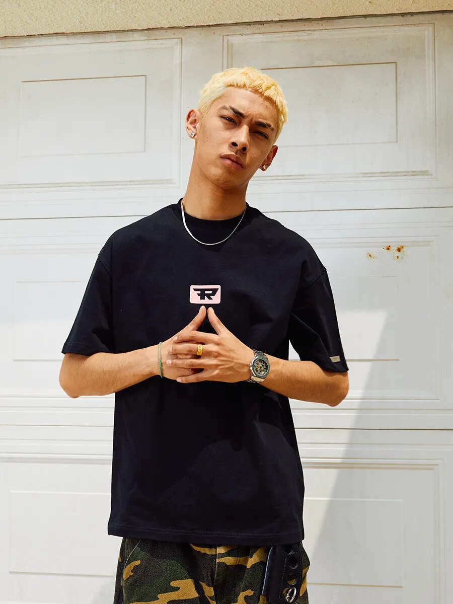 R69 Oversized Logo Printed Casual Cotton T-Shirt