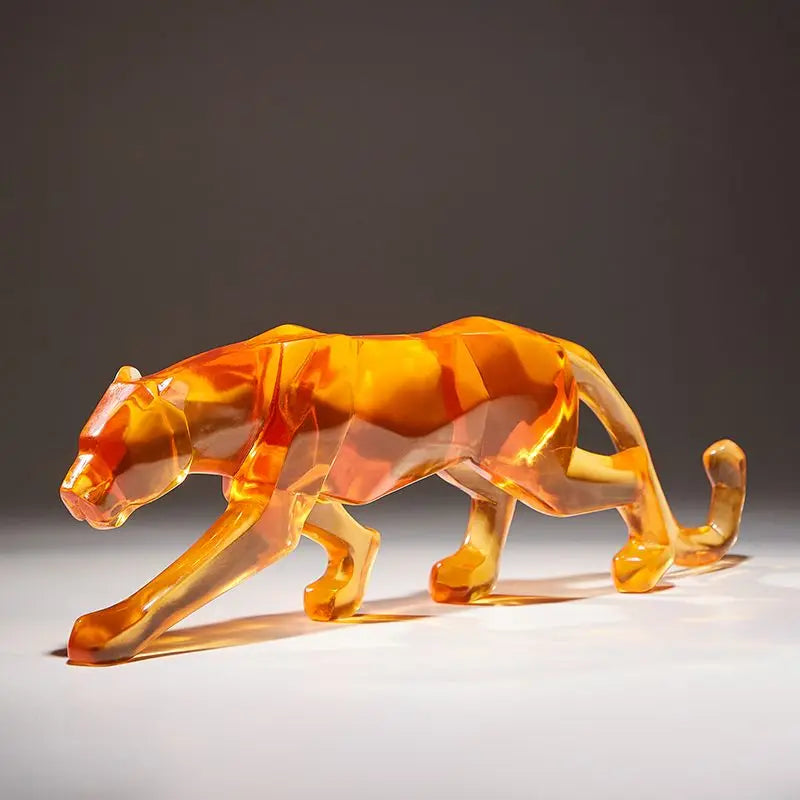 Modern Fortune Transparent Money Leopard Sculpture