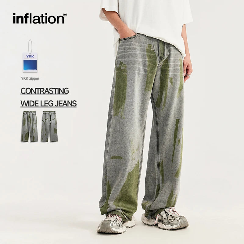 INFLATION Hand-Painted Wide-Leg Jeans