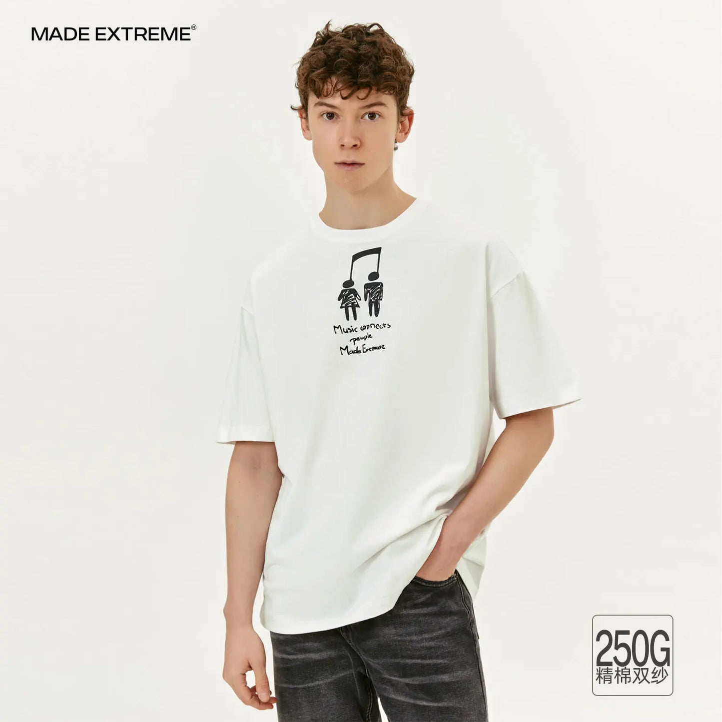 MADEEXTREME Note Letter Print Loose Casual Short Sleeve T-shirt