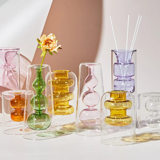 Nordic colored glass flower vase