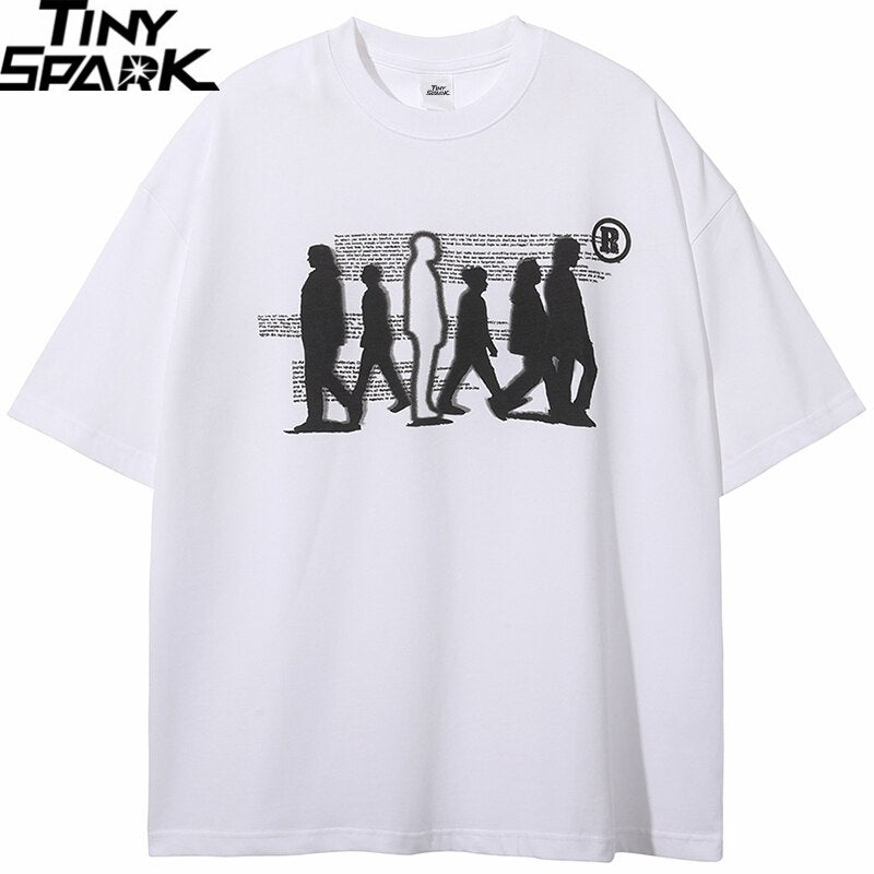 Shadow Graphic Casual Cotton Short Sleeve Oversize T-shirt