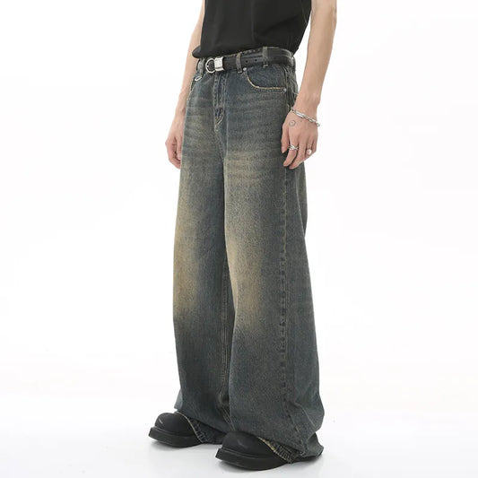 IEFB Washed Casual Wide Leg Distressed Jeans