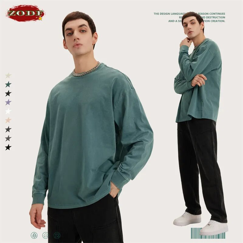 ZODF Retro High Street Oversized Washed Solid T-shirt