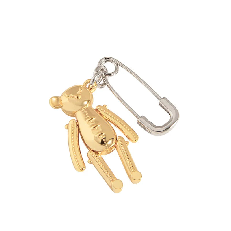 One Piece Single Bear Pin Drop Earrings