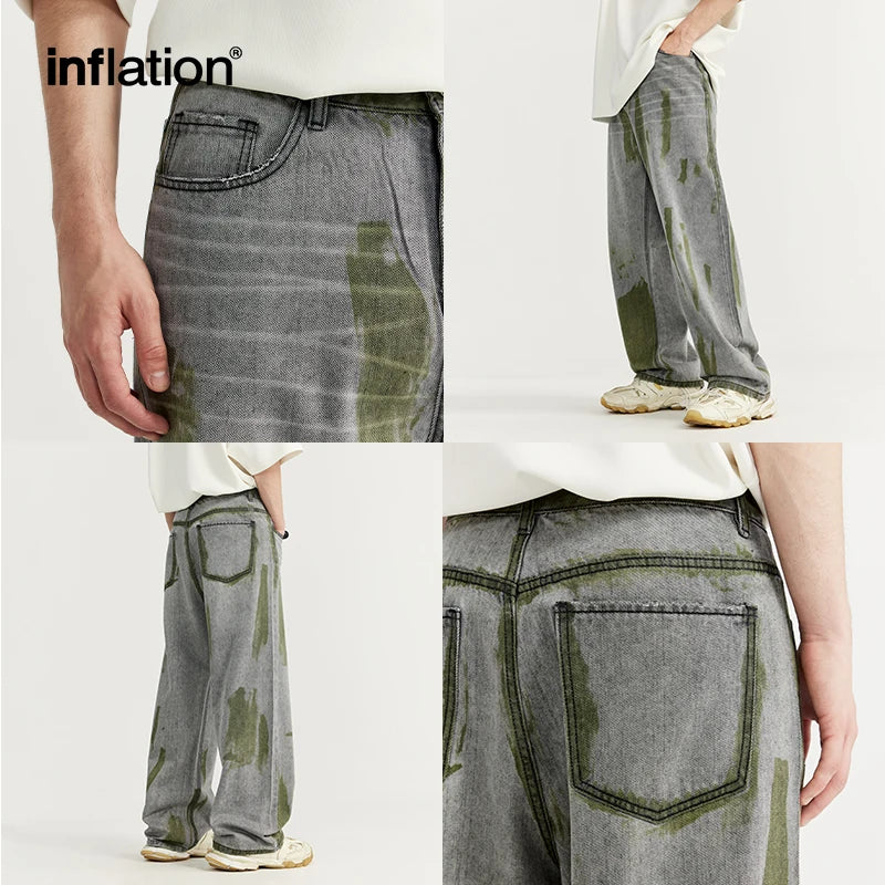 INFLATION Hand-Painted Wide-Leg Jeans