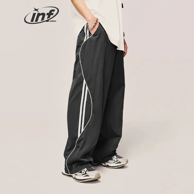 INFLATION Classic Striped Wide Leg Drawstring Trousers