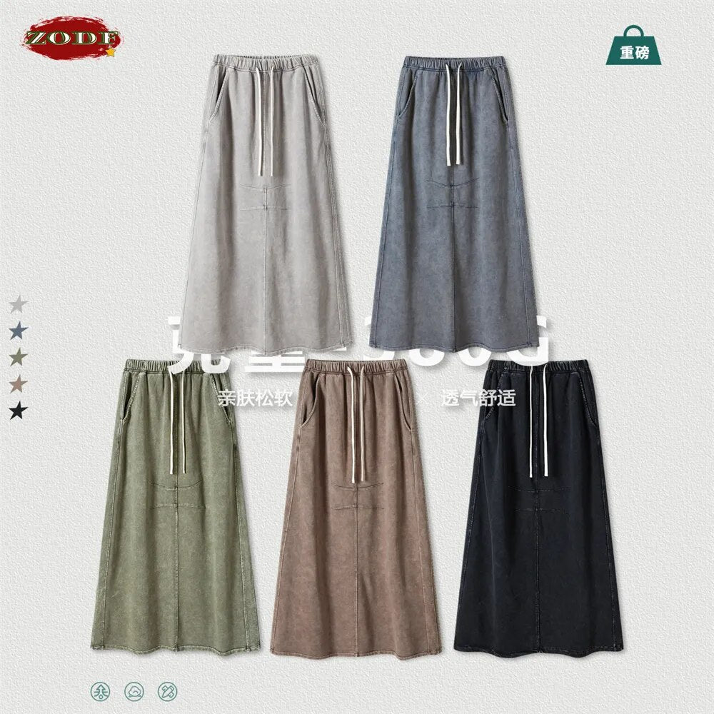 ZODF Washed Cotton Long Skirt