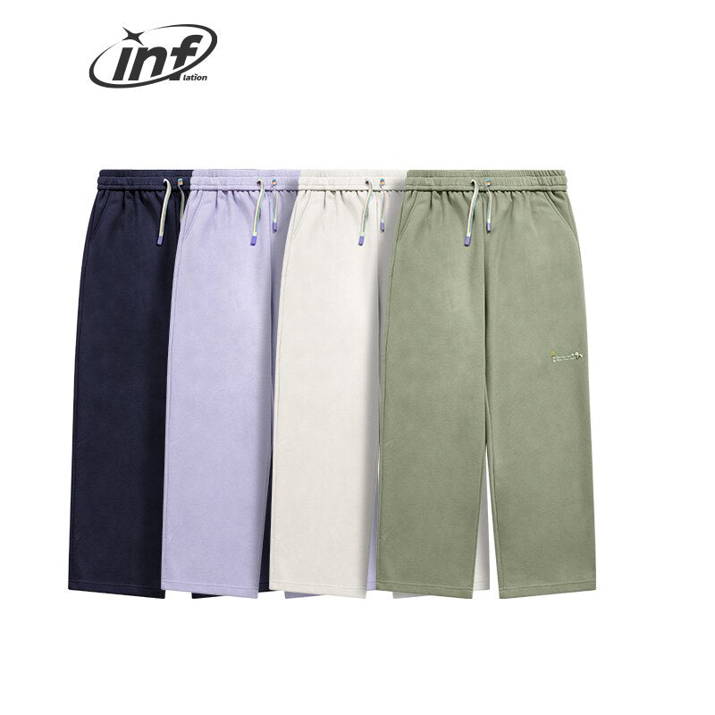 INFLATION Brushed Embroidery Wide-leg Casual Sweatpants