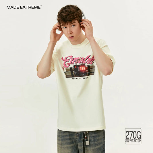 MADEEXTREME Pattern Printed Letter Short Sleeved T-shirt