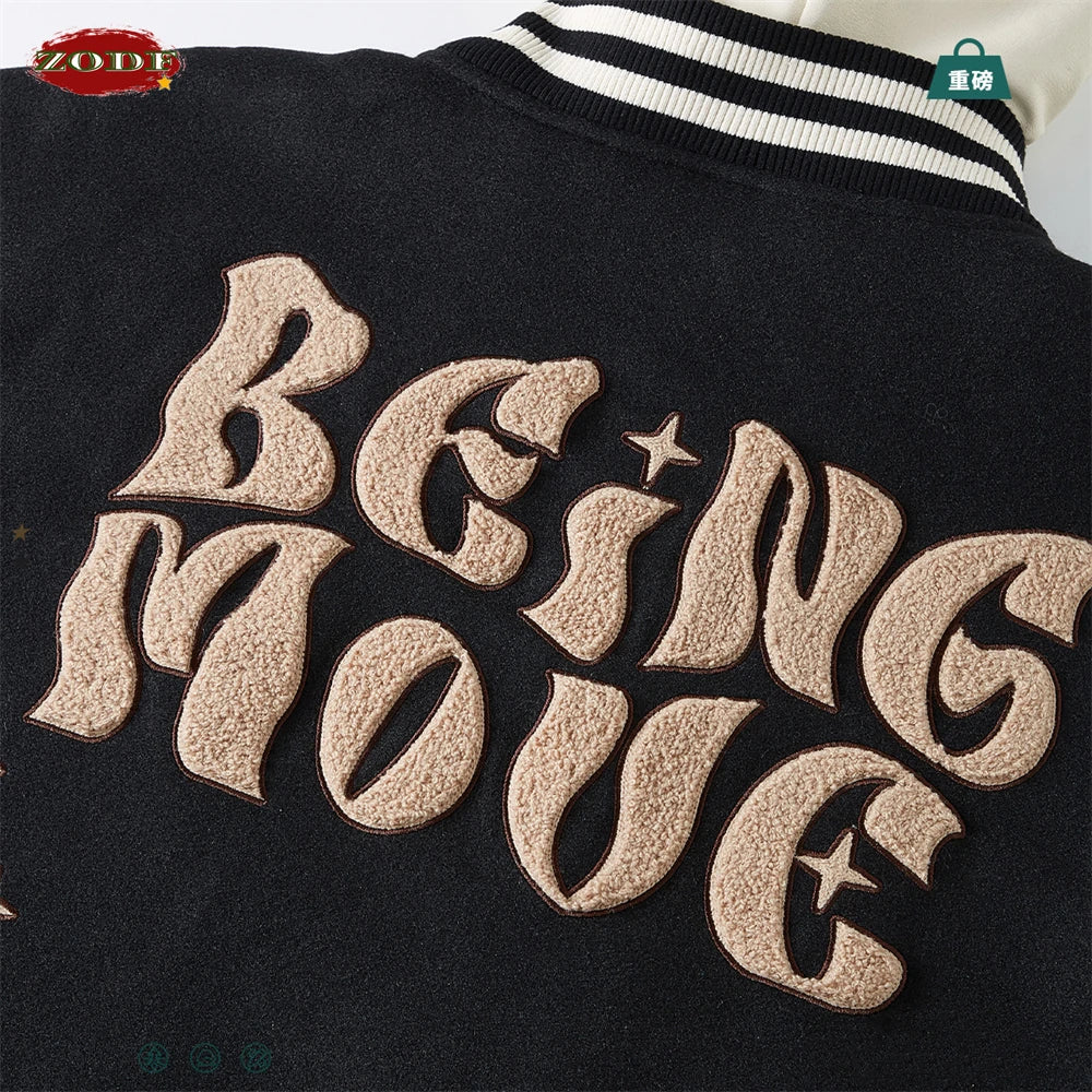 ZODF Retro Being Move Embroidery Hooded Jacket
