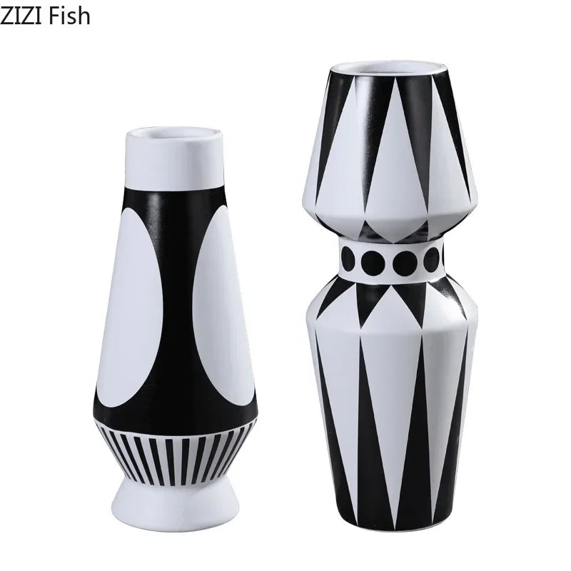 Simple Modern Black White Ceramic Vase