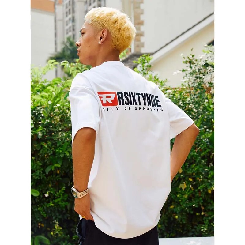 R69 Oversized Logo Printed Casual Cotton T-Shirt