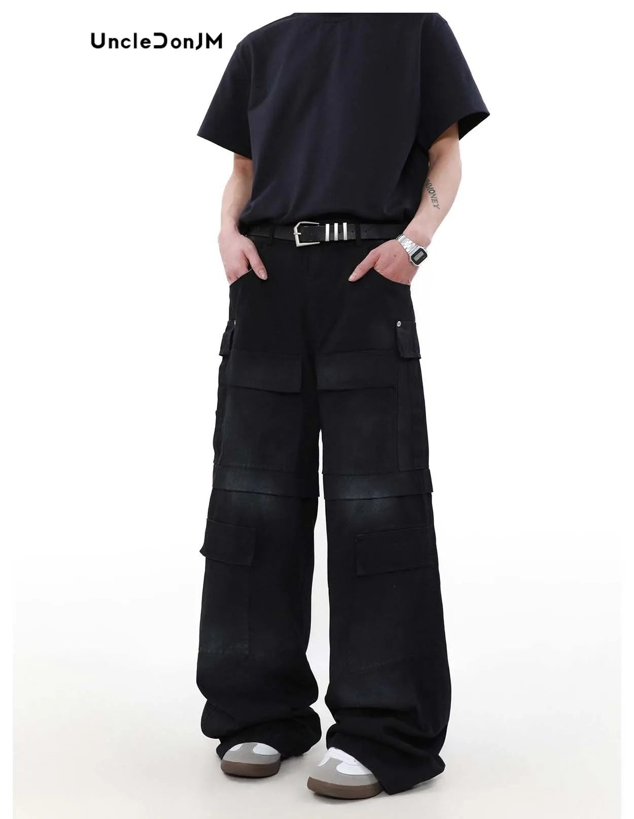 Black Heavy Industry Cargo Wide Leg Jeans