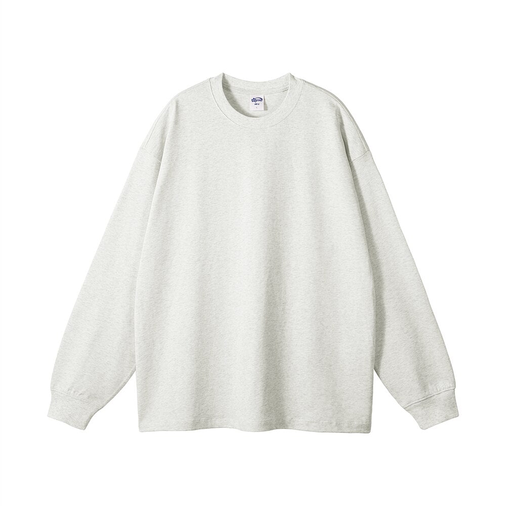 ZODF Loose Heavy Weight Basic Long Sleeve Solid Cotton T-Shirts