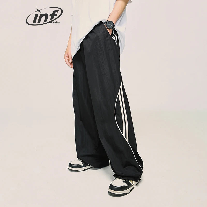 INFLATION Classic Striped Wide Leg Drawstring Trousers