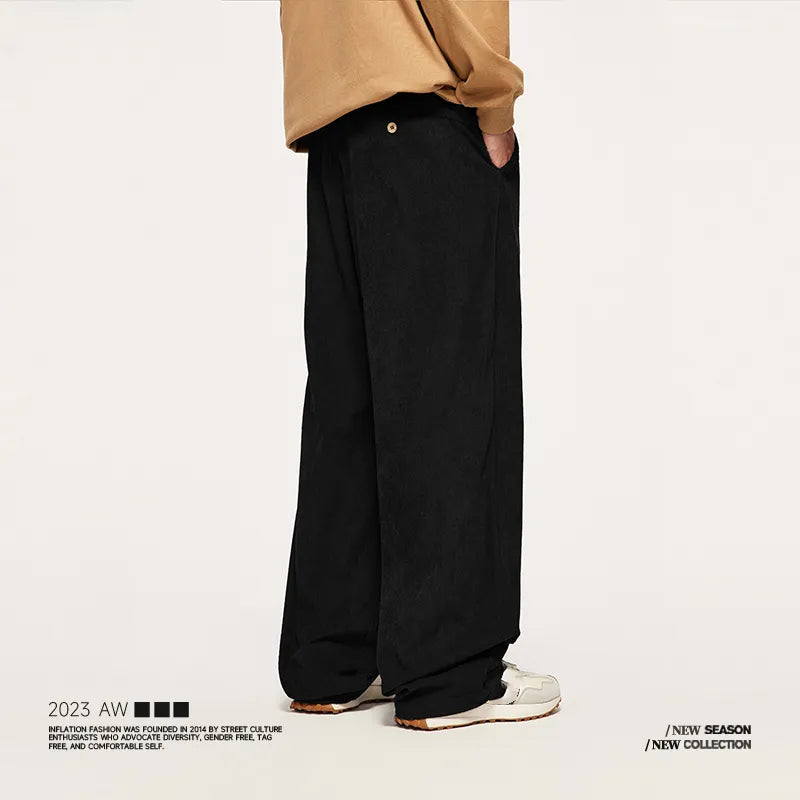INFLATION Corduroy Thick Warm Pleat Casual Pants