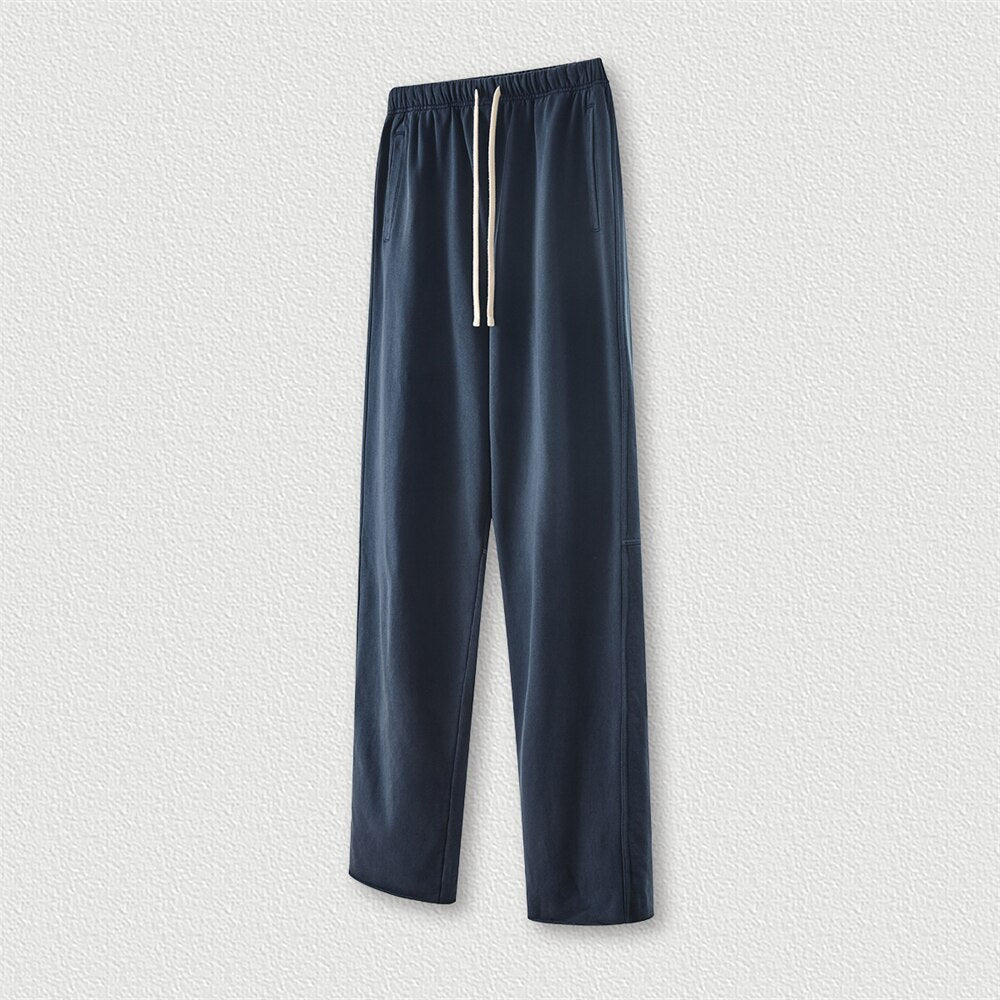 ZODF Retro Cotton Loose Edge Oversized Straight Washed Sweatpant