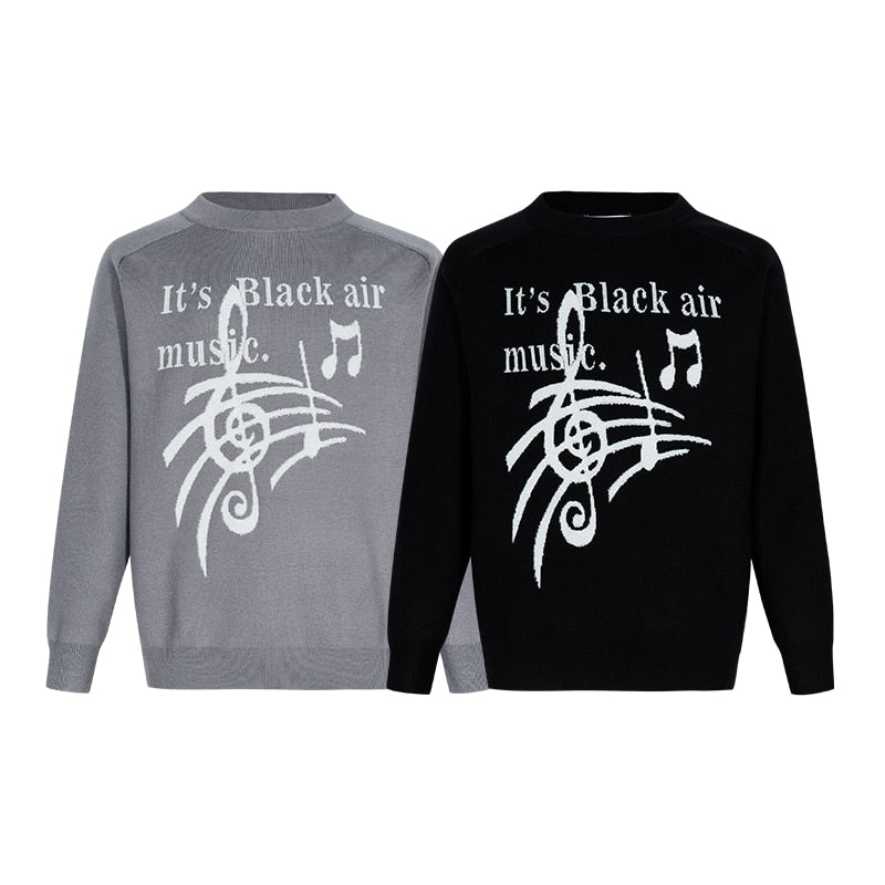BLACK AIR Notes Jacquard Letters Knitted Sweater