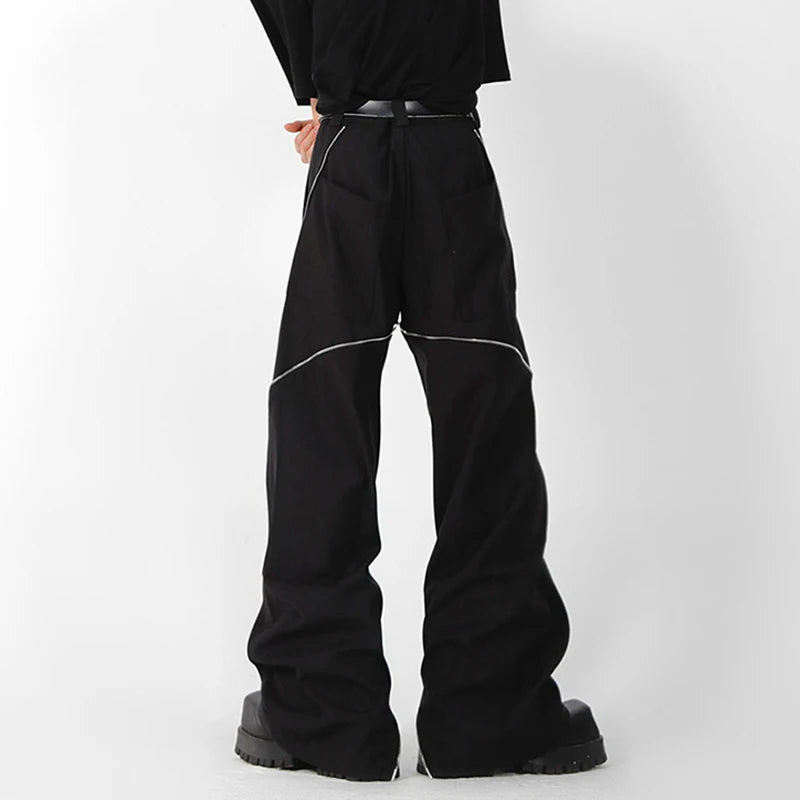 IEFB Zipper Slit Straight Tube Casual Techwear Pants