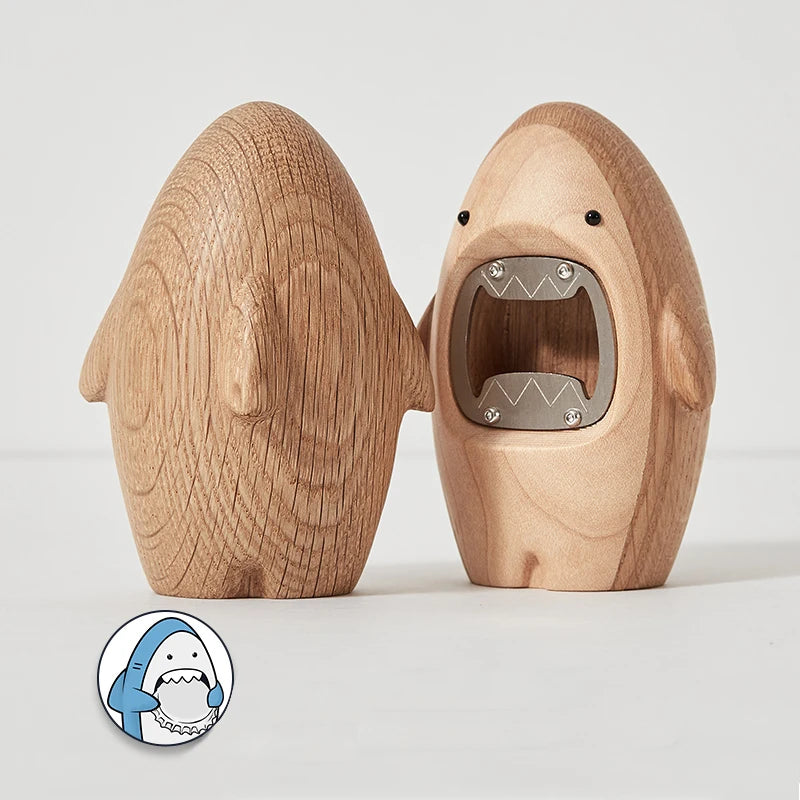 Creative Wooden Shark Soda Cap Remover