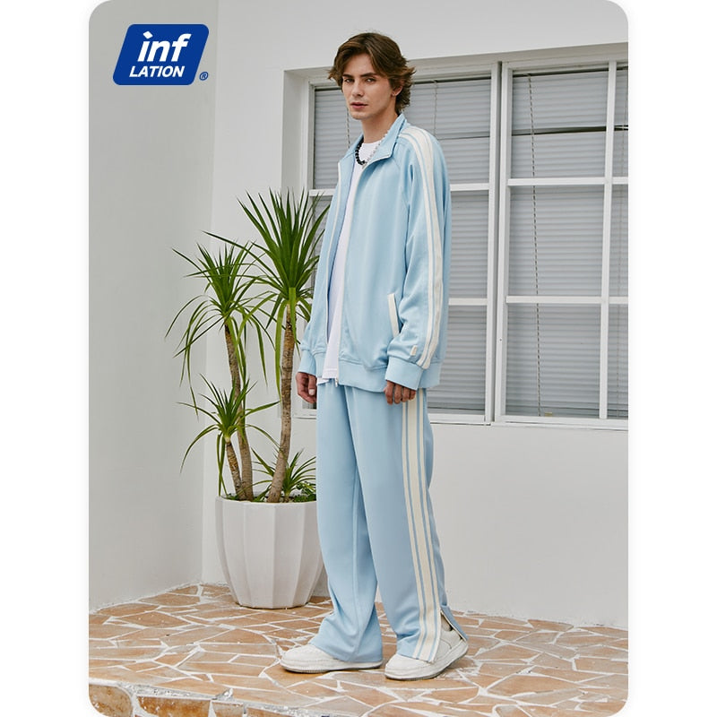 Stripe Tracksuit Classic Track Jacket and Sweatpant Set Unisex