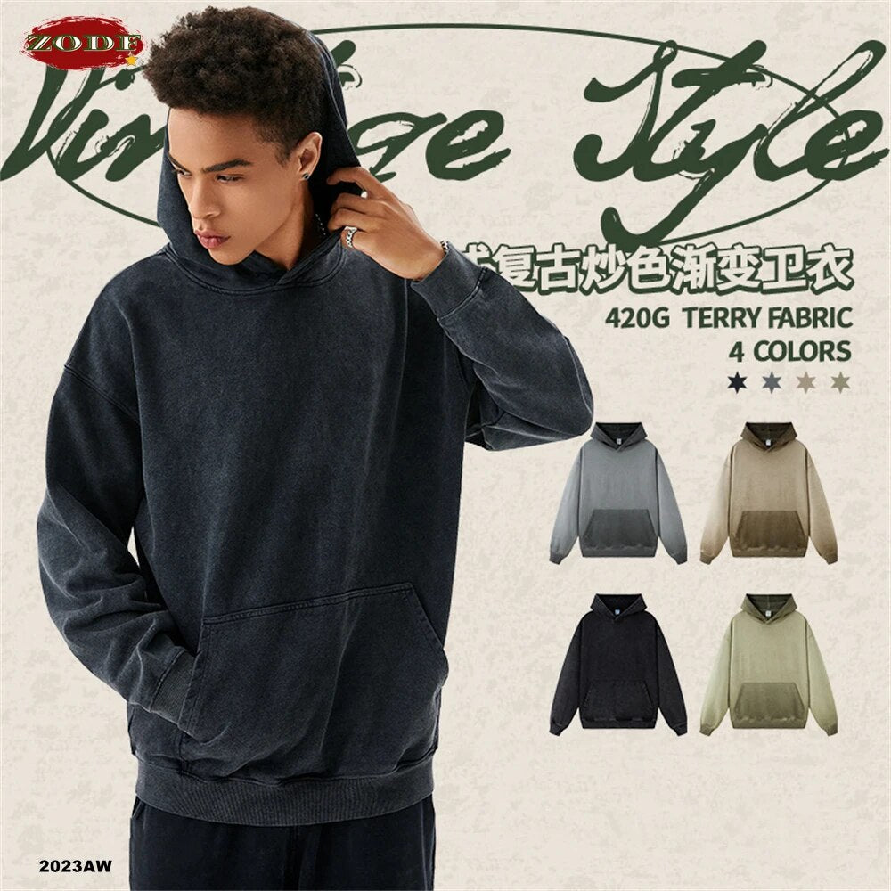 ZODF Vintage Style Gradient Hoodie