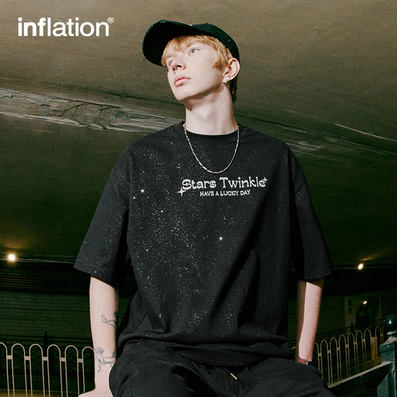 INFLATION Foil-printed Shiny T-shirt