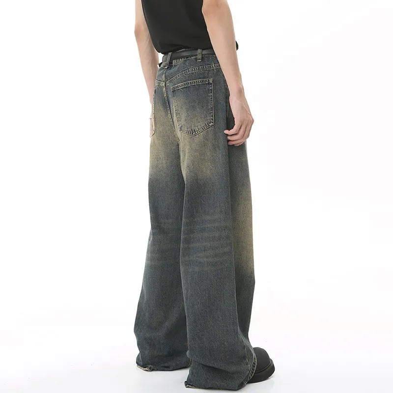 IEFB Washed Casual Wide Leg Distressed Jeans