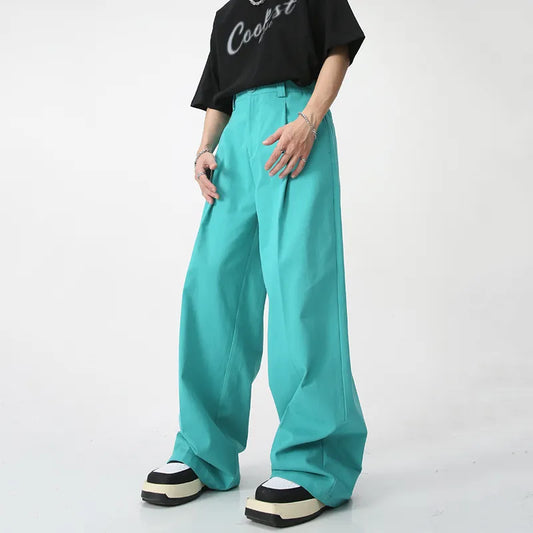IEFB Solid Color Loose Straight Wide Leg Trousers