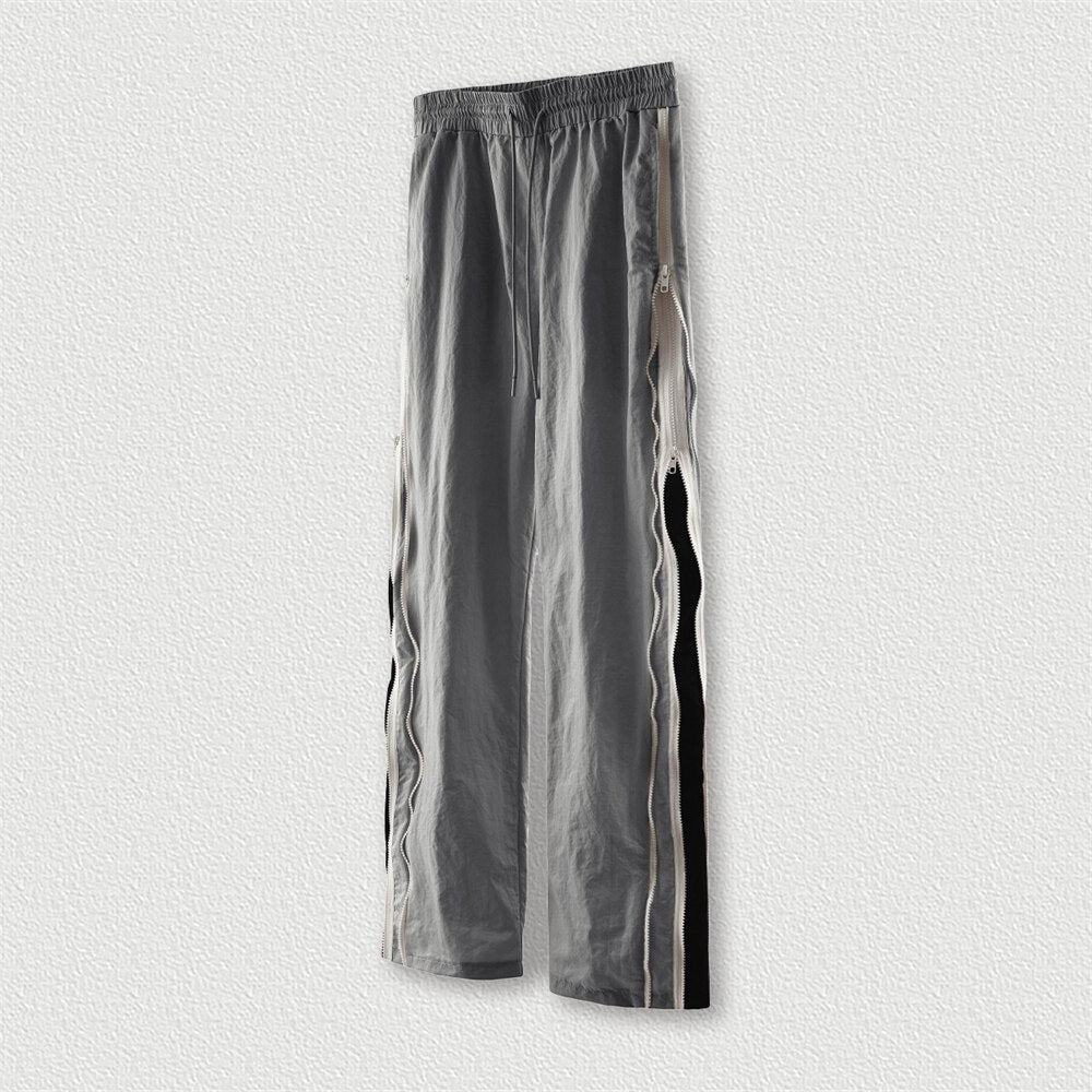 Double Zipper Unisex Hip Hop High Street Pants