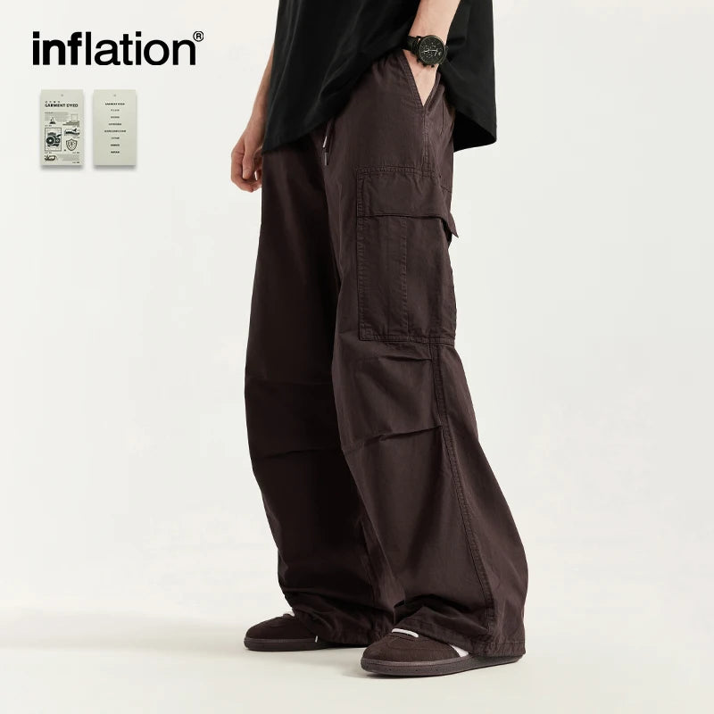 INFLATION Minimalism Washed Wide Leg Cargo Pants