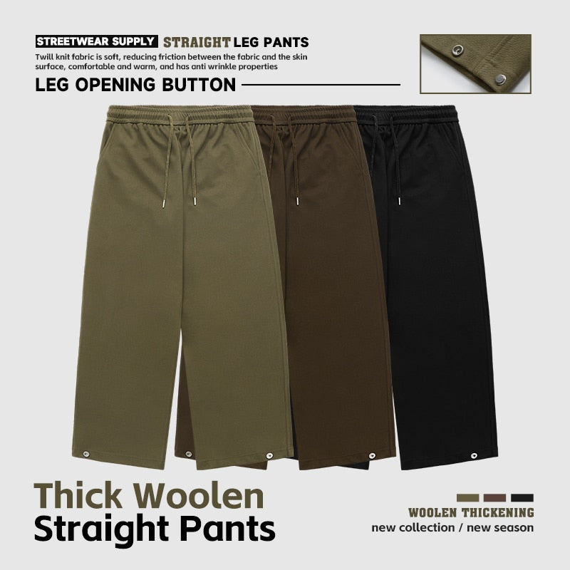 INFLATION Heavyweight Thick Woolen Straight Pant