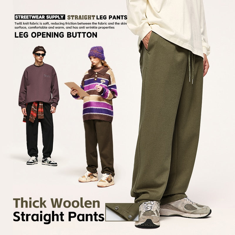 INFLATION Heavyweight Thick Woolen Straight Pant