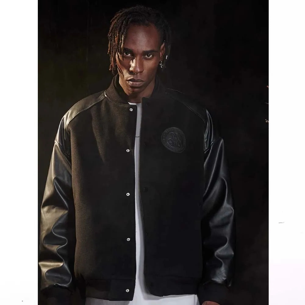BLACKAIR Leather Sleeve Varsity Jacket