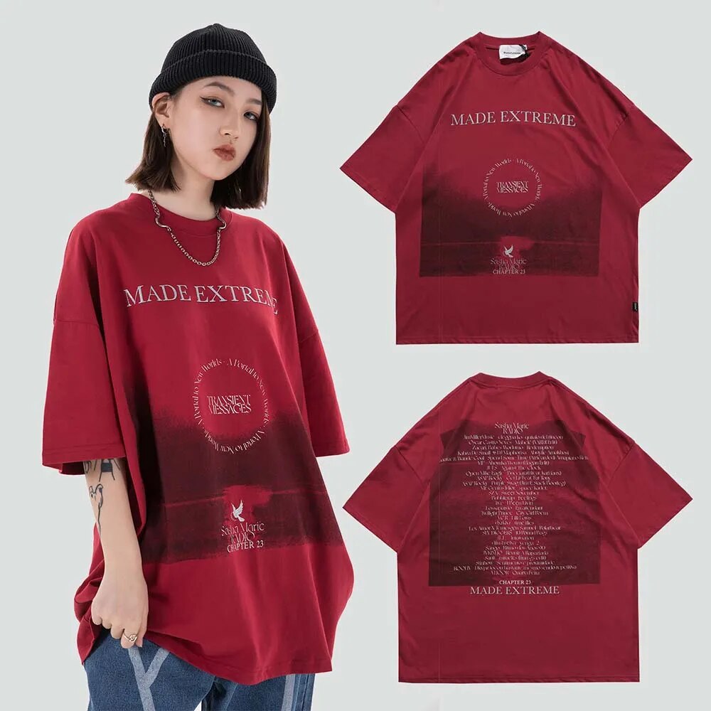 MADEEXTREME Graphic Lettering Cotton Casual oversized T-shirt