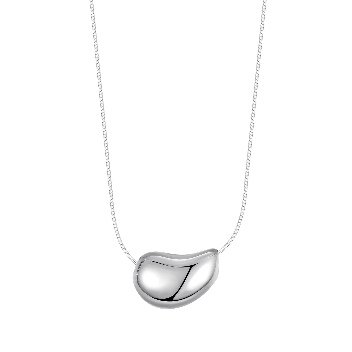 Sterling Silver Glossy Bean Necklace